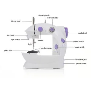 Mini Sewing Machine with Extension Table, Dual Speed Portable Sewing Machine for Beginners with Light, Sewing Kit for Household Use, White