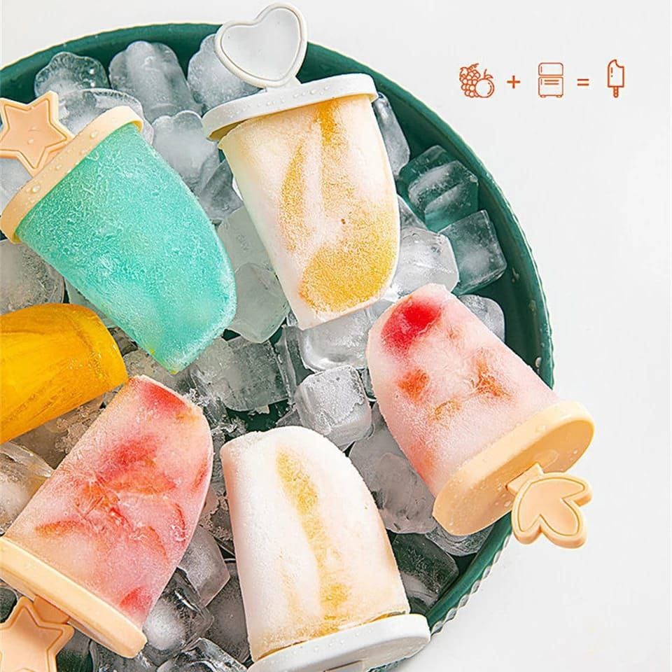 High-quality silicone material popsicle ice maker .6 holes popsicle ice maker.Reusable silicone popsicle Models design helps reduce waste, promotes multiple productions, hygienic.