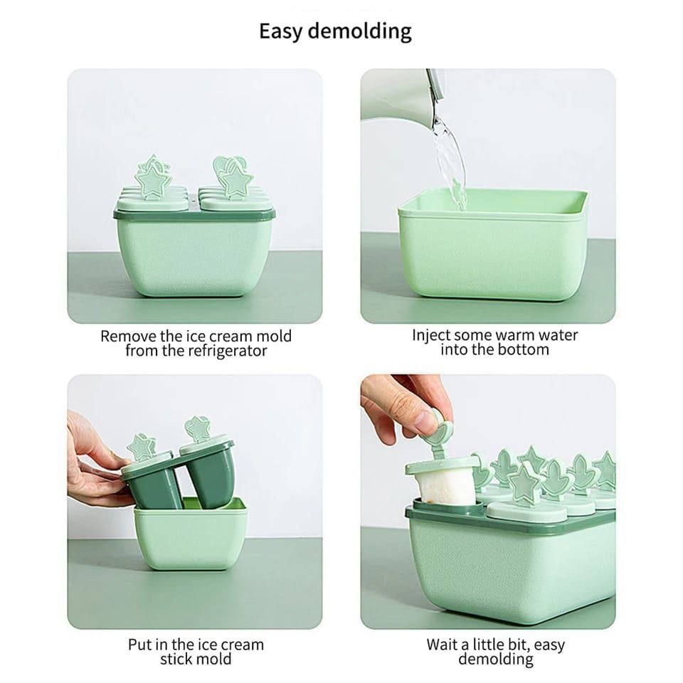 High-quality silicone material popsicle ice maker .6 holes popsicle ice maker.Reusable silicone popsicle Models design helps reduce waste, promotes multiple productions, hygienic.