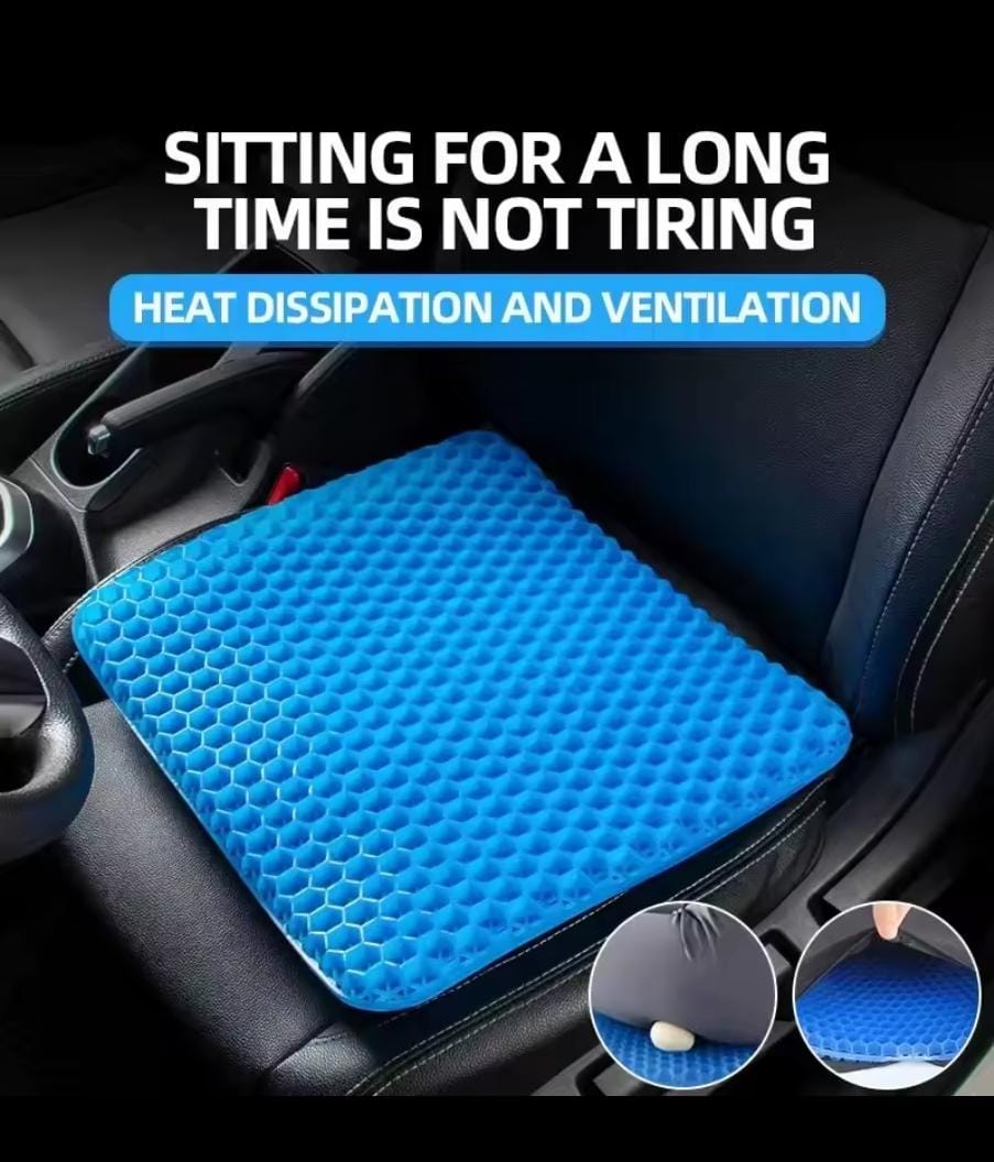 Gel Seat Cushion, Gel Seat Cushion for Long Sitting with Non-Slip Cover, Double Thick Cooling Cushion, Help with Pressure Relief Back Tailbone Pain, for Office, Car, Wheelchair, Long Trips (Blue)