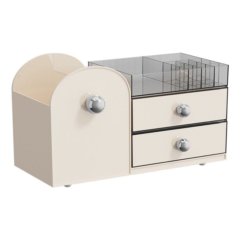 Makeup Organizer with two Drawers,Plastic Skincare Organizers for Vanity,Large Capacity Makeup Organizer Countertop for Cosmetics, Skincare,Office Stationery