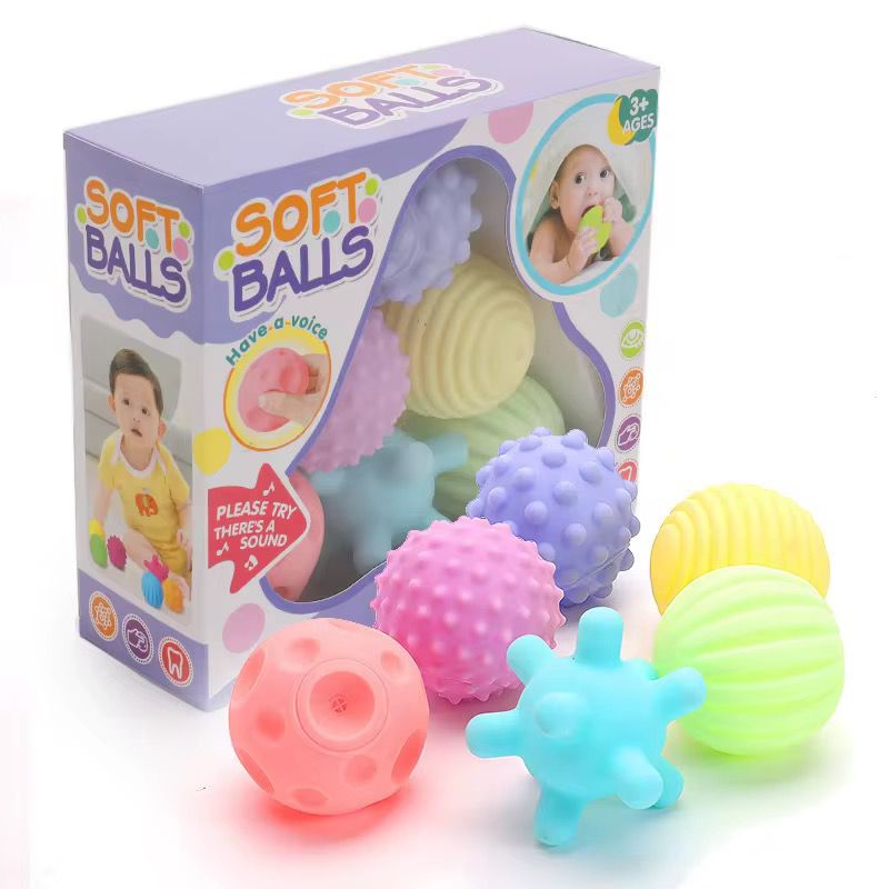 Sensory Balls for Baby Sensory Baby Toys , Bright Color Textured Multi Soft Ball Gift Sets, Toys for Babies 6-12 Months Infant Toys (6 Pack).with sound