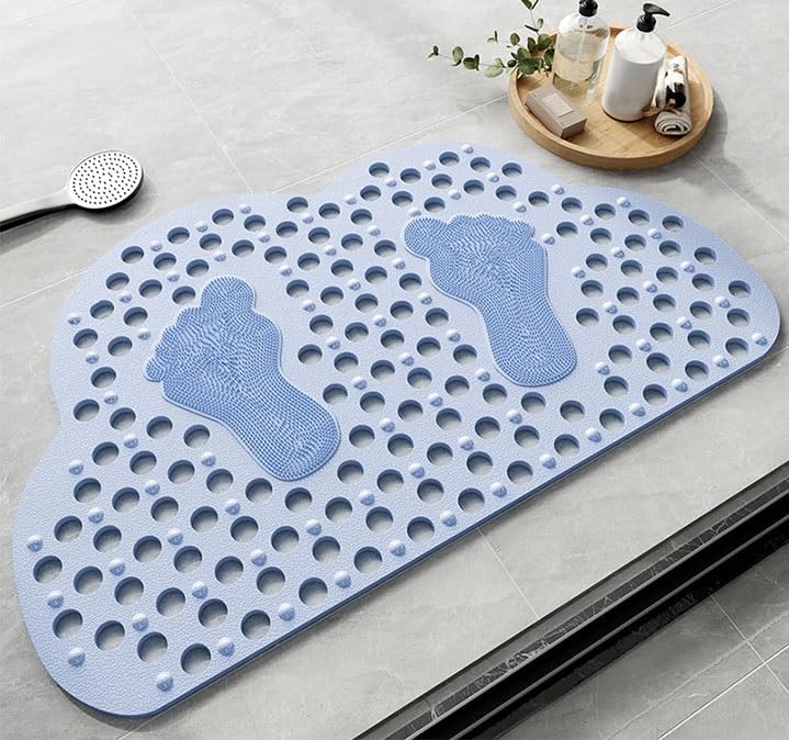 Anti Skid Mat for Bath and Bathroom Shower Mat Floor Bathroom Anti Slip Mat with Suction Cups & Drain Holes 50 cm by 80  cm