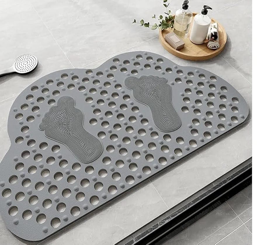 Anti Skid Mat for Bath and Bathroom Shower Mat Floor Bathroom Anti Slip Mat with Suction Cups & Drain Holes 50 cm by 80  cm