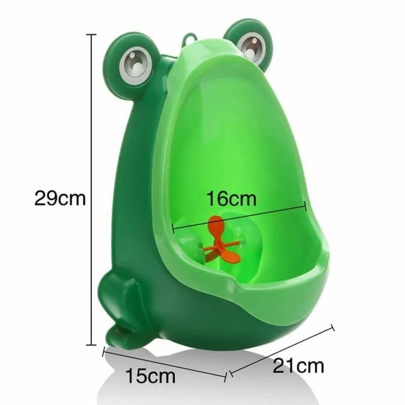 BOYS POTTY URINAL WITH CUTE FROG SHAPE.POTTY TRAINING PLASTIC URINAL.ADJUSTABLE WITH CHILD HEIGHT.Cute frog boys urinal.Kids Urinal Pee Bathroom Trainer Baby Boys Standing Potty Frog Shape.