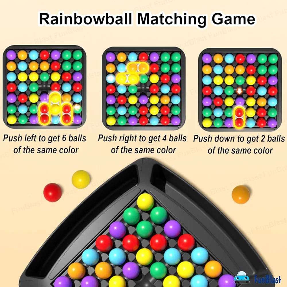 FunBlast Rainbow Ball Chess Board Game for 2-4 Players, Game for Kids Puzzle Magic Rainbow Ball Matching Game 48 Pcs Ball (Multicolor)