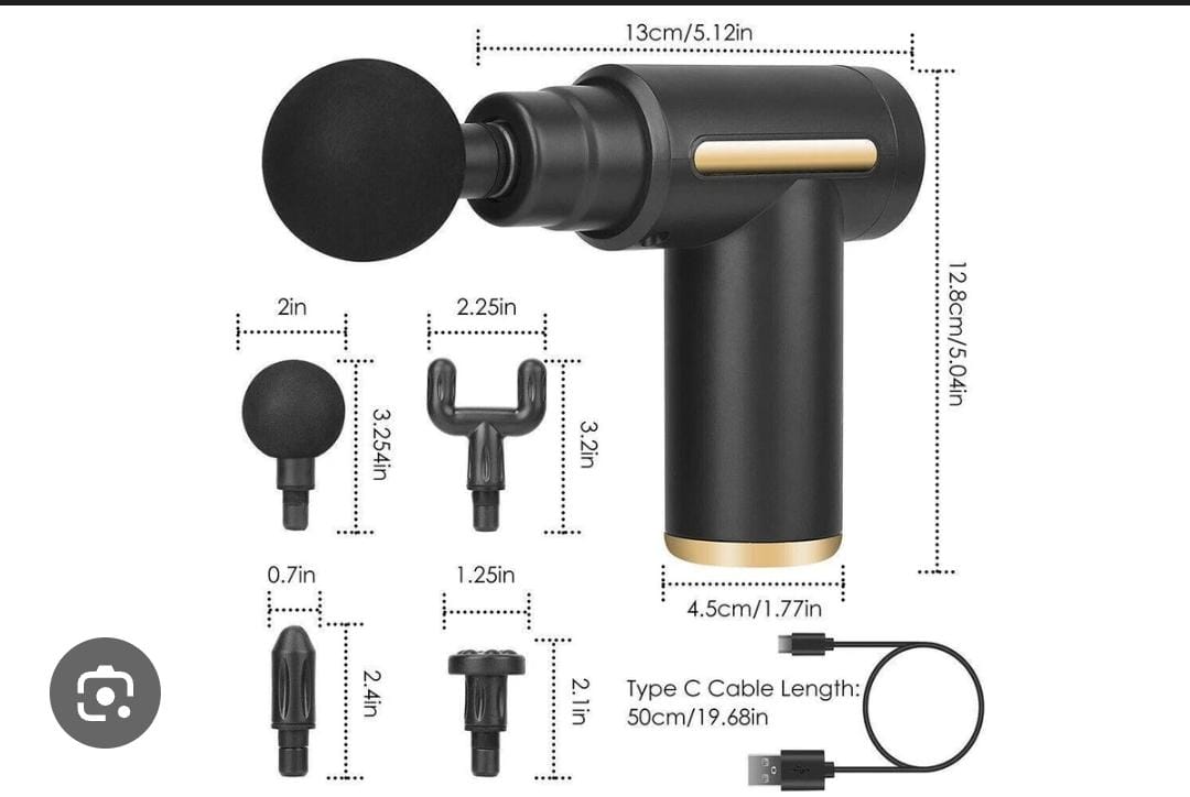 New arrivals 🔥🔥🔥🔥🤼🎳 Massage gun - 6 speed, 4 head options, rechargeable, now available with a golden ring