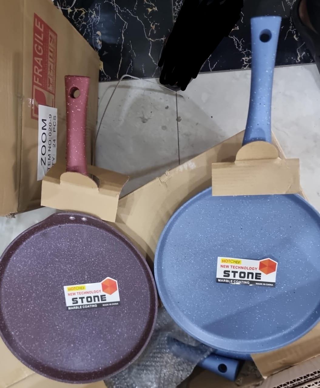Stone Marble Coating 24cm Granite Chapati Pan Non-Stick Flat Tawa for Even Heat Cooking, Durable Kitchen Cookware for Roti, Pancakes, Crepes and Everyday Use