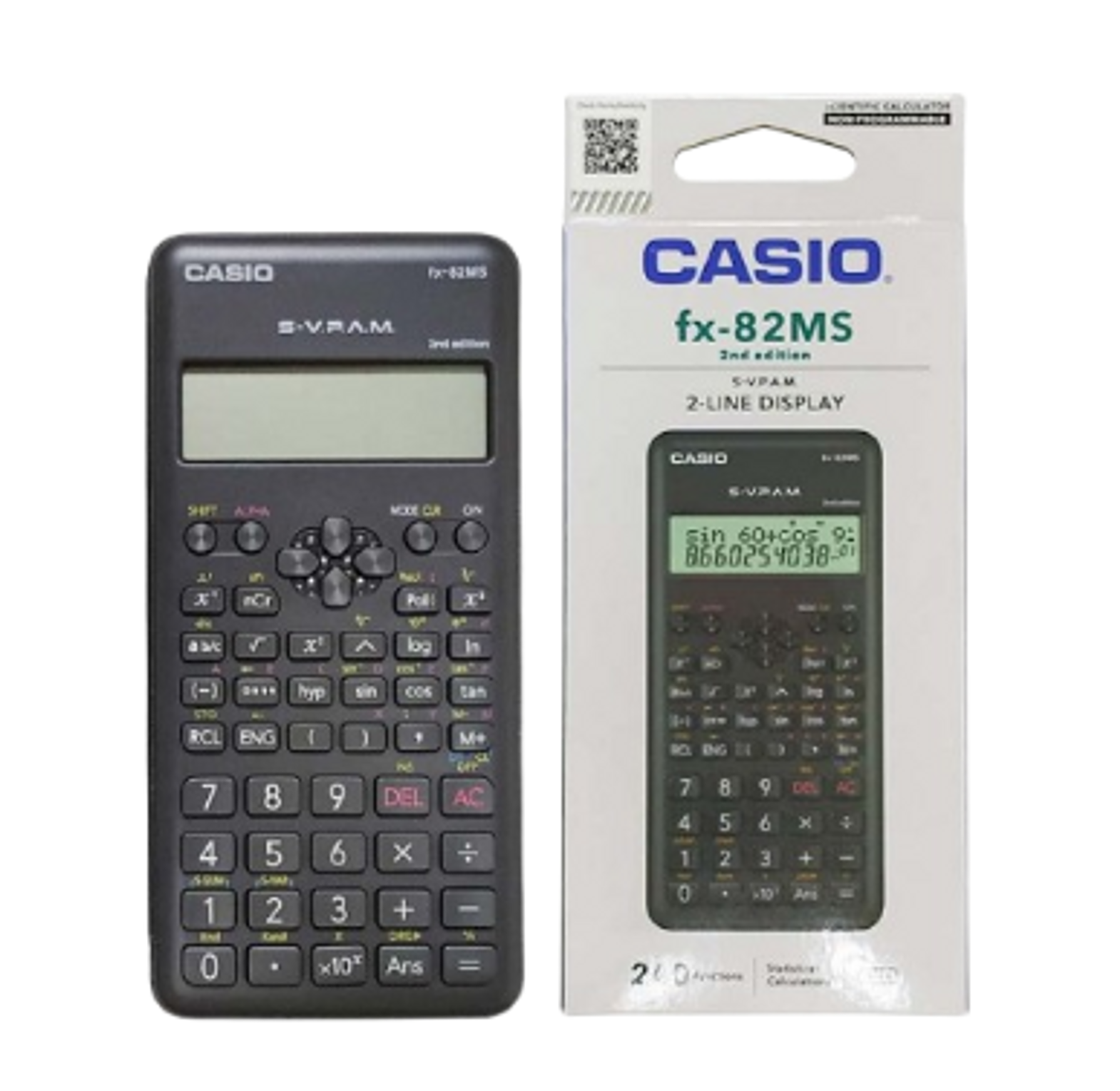 fx-82MS 2nd Edition Scientific Calculator - 240 Functions - 2-Line Display - Black Perfect for high school and university students..