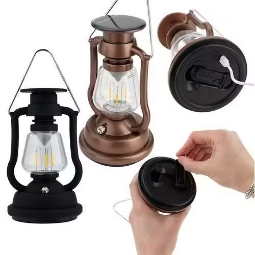 RY-T91 Vintage Solar & Hand-Crank LED Lantern – Classic Hurricane Style Emergency Light