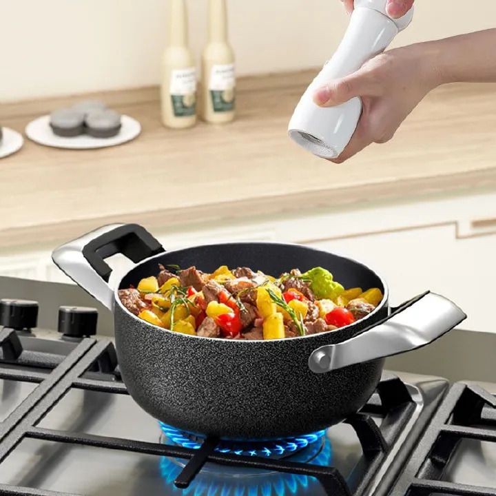 JP Jamespot 11 Pcs Non-Stick Concord Cookware Set - Granite Coating - Black (5 Pots + 5 Glass Lids + 1 FREE Frying Pan) - Durable & Easy Clean