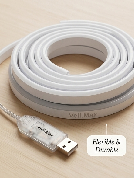 Vellmax 5M RGB Neon LED Strip /snake Light - USB Powered, Remote & App Control, Music Sound Sync