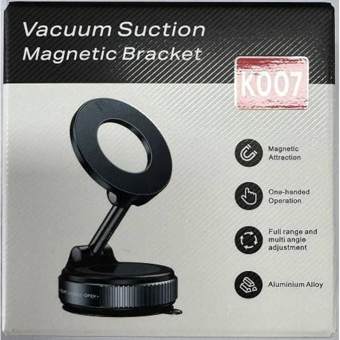 BLACK K007 360° Rotating Ultra-Strong Magnetic Vacuum Suction Phone Holder for Car Mount, Makeup/Gym/Mirror, Desk & Wall Compatible – Secure Grip Hands Free Adjustable Suction Locking Holder for All P