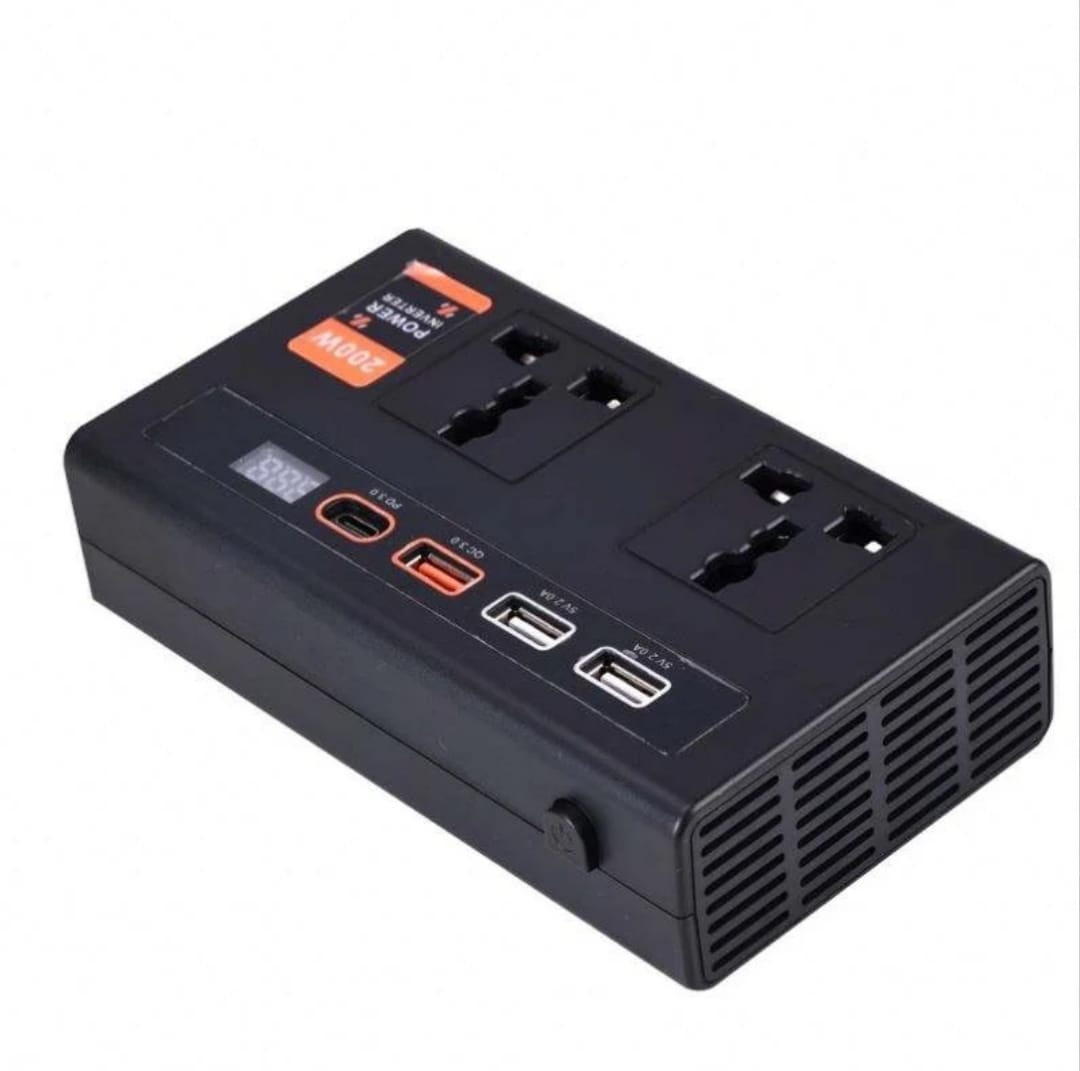 300W High Power Fast charging car inverter DC/AC 12V to 220/24V With Two Charging ports,3 USB Ports and 1 type c port & cigarette lighter port