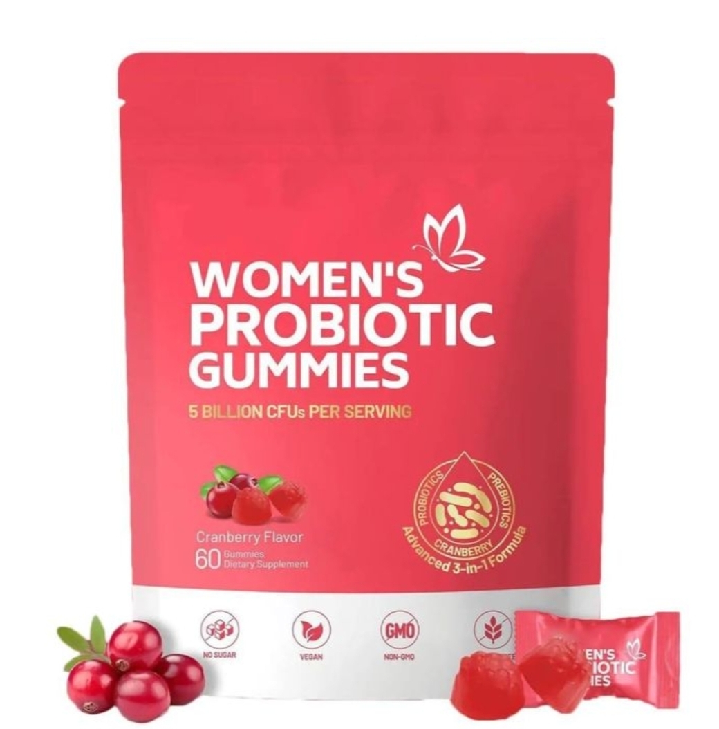 women's probiotics gummies female probiotic cranberry flavor 60 gummies