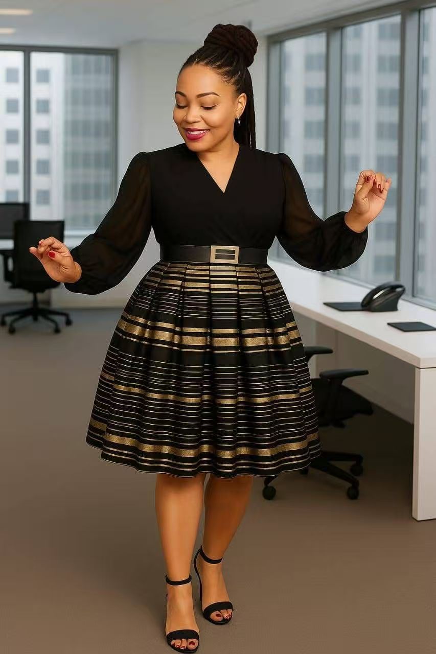 WOMEN'S, STYLISH, ELEGANT  MIDI DRESS_OFFICE-READY ELEGANCE & CHURCH WEAR