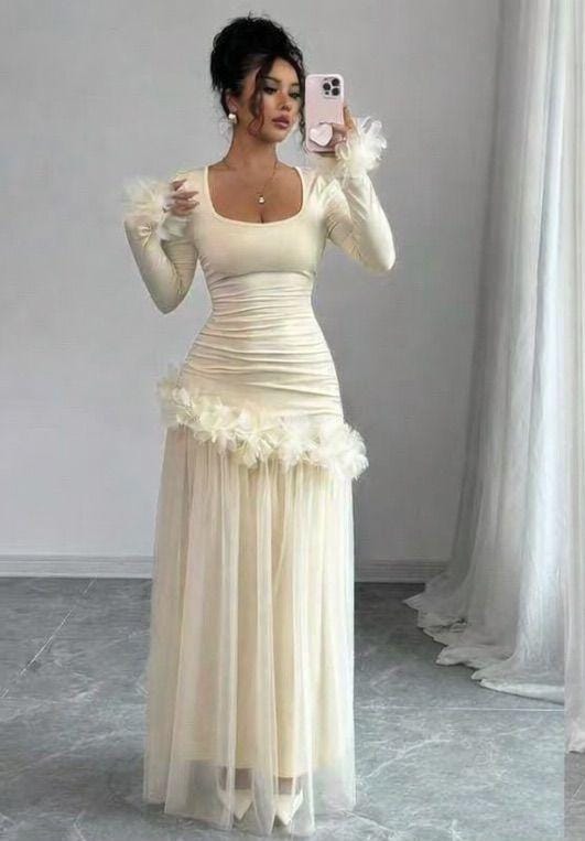 Stunning Trimmed Ruched Evening Gown – Elegant Formal Dress for Special Occasions