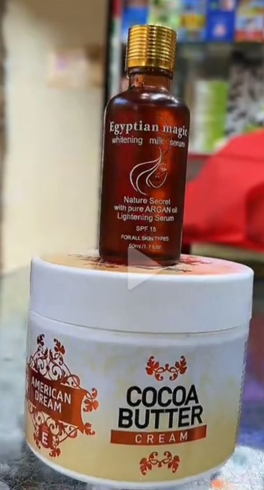 American Dream Cocoa Butter Lemon Cream With Lemon Oil & Vitamin E + Egyptian Magic Whitening Milk Serum Brightening Moisturizing Skincare Set For Face & Body Smooth Glowing Skin