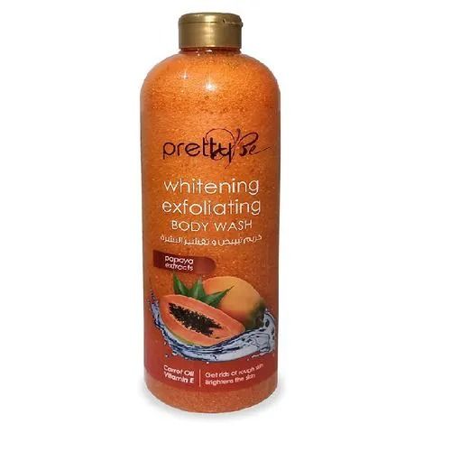 Pretty Be Brightening Exfoliating Body Wash Papaya Extracts with Jojoba Oil & Vitamin E – Deep Cleansing Shower Gel, Exfoliates Dead Skin, Smoothens & Brightens, Daily Bath Wash for Men & Women