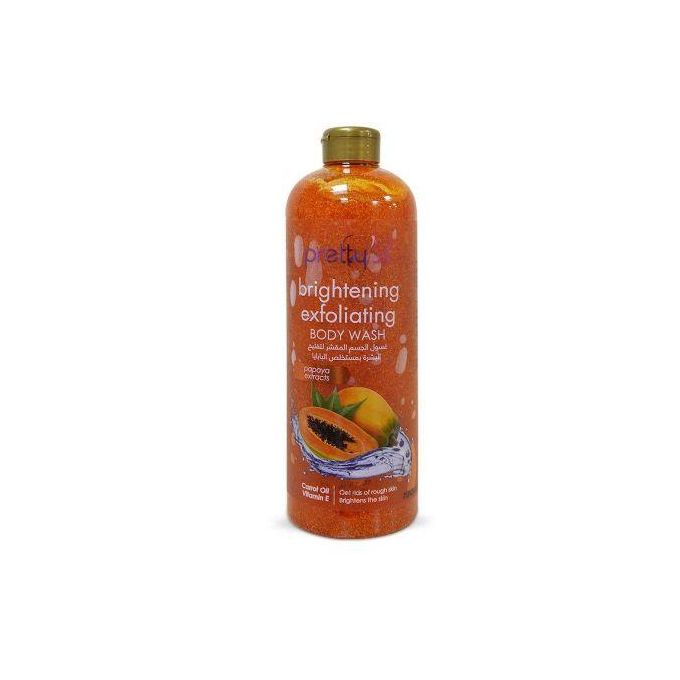 Pretty Be Brightening Exfoliating Body Wash Papaya Extracts with Jojoba Oil & Vitamin E – Deep Cleansing Shower Gel, Exfoliates Dead Skin, Smoothens & Brightens, Daily Bath Wash for Men & Women