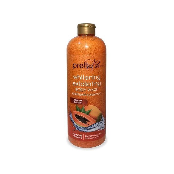 Pretty Be Brightening Exfoliating Body Wash Papaya Extracts with Jojoba Oil & Vitamin E – Deep Cleansing Shower Gel, Exfoliates Dead Skin, Smoothens & Brightens, Daily Bath Wash for Men & Women