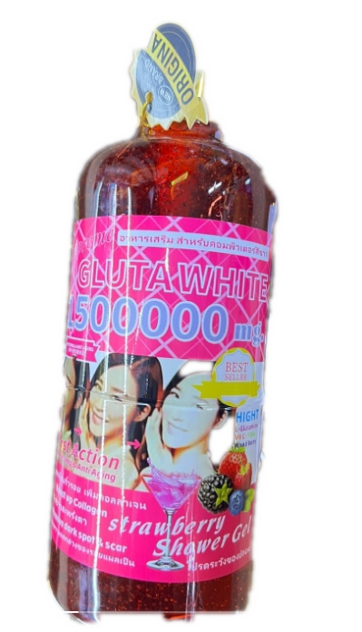 Gluta White 150000MG Fast Action Whitening Anti Aging Strawberry Shower Gel 1000ML Brightening Body Wash Deep Cleansing Moisturizing Smooth Skin Glow Fresh Scent Daily Use
