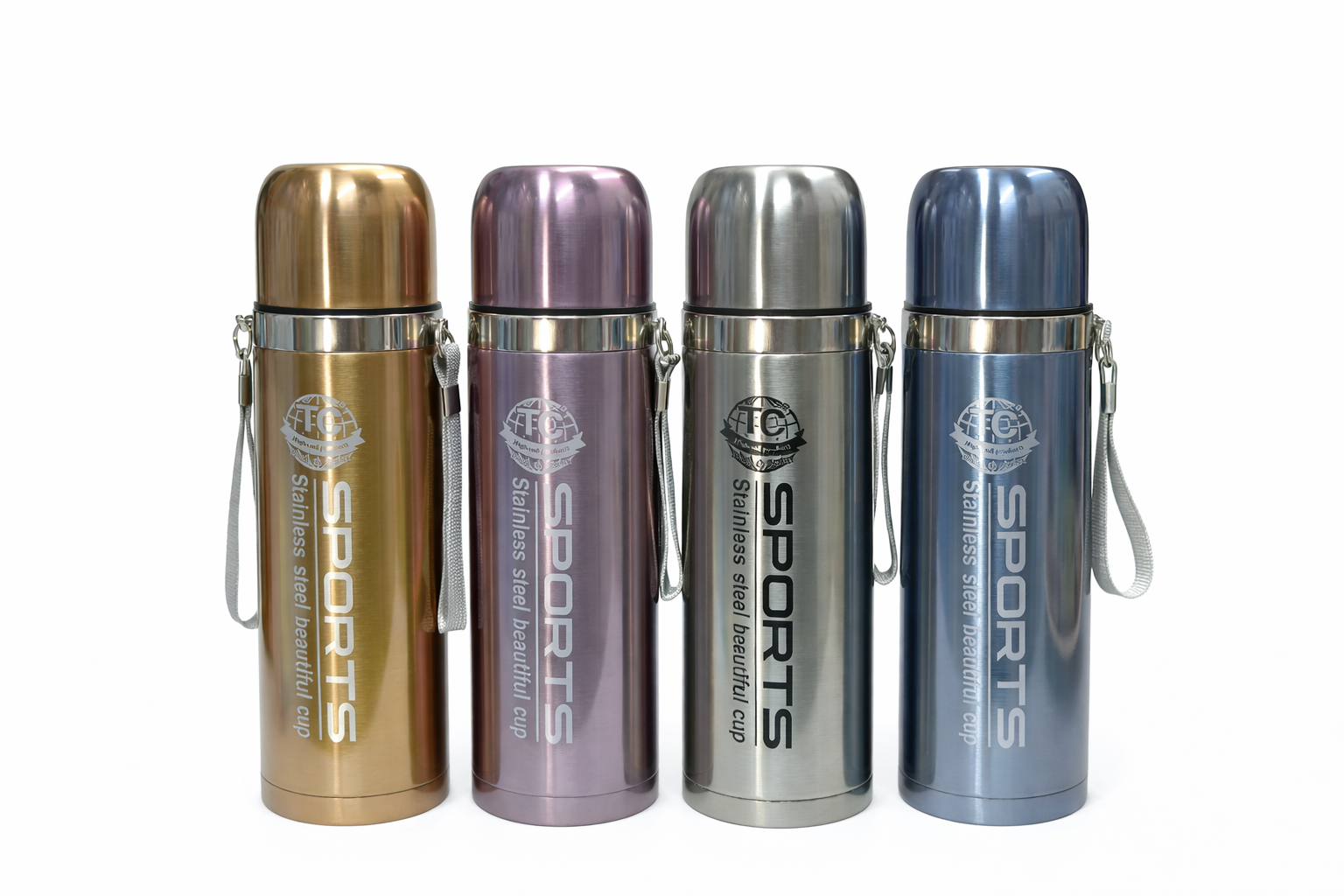 TC 500ML Stainless Steel Vacuum Flask Thermos Bottle | Hot & Cold Insulated Travel Sports Water Bottle | Leak Proof Portable Tea Coffee Thermos Cup With Strap