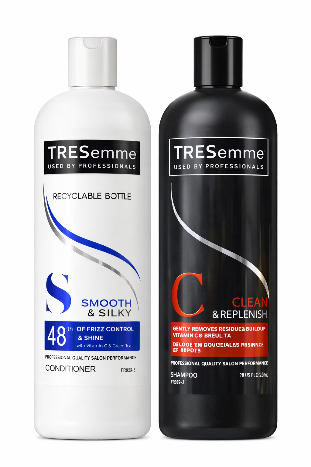 TRESemmé Clean And Replenish Shampoo With Smooth And Silky Conditioner Set – 48H Frizz Control, Deep Cleansing, Shine Boost, Professional Salon Hair Care For Dry & Dull Hair