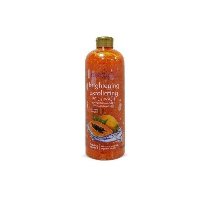 Pretty Be Whitening Exfoliating Body Wash 500ml With Papaya Extract, Carrot Oil & Vitamin E – Brightening Shower Gel For Rough Skin Removal, Deep Cleansing & Smooth Glowing Skin