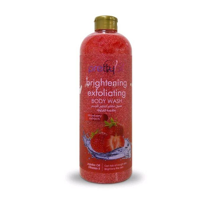 Pretty Be Whitening Exfoliating Body Wash 500ml Strawberry Extract, Jojoba Oil & Vitamin E – Brightening Shower Gel For Rough Skin Removal, Deep Cleansing & Smooth Glowing Skin