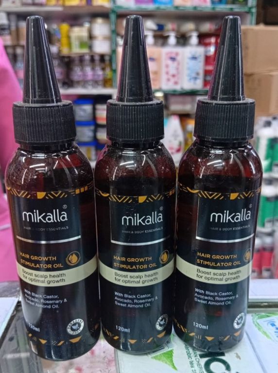 Mikalla Hair Growth Stimulator Oil 120ml With Black Castor Oil, Avocado Oil, Rosemary Oil & Sweet Almond Oil – Boost Scalp Health, Strengthen Roots, Reduce Hair Loss & Promote Fast Thick Hair Growth