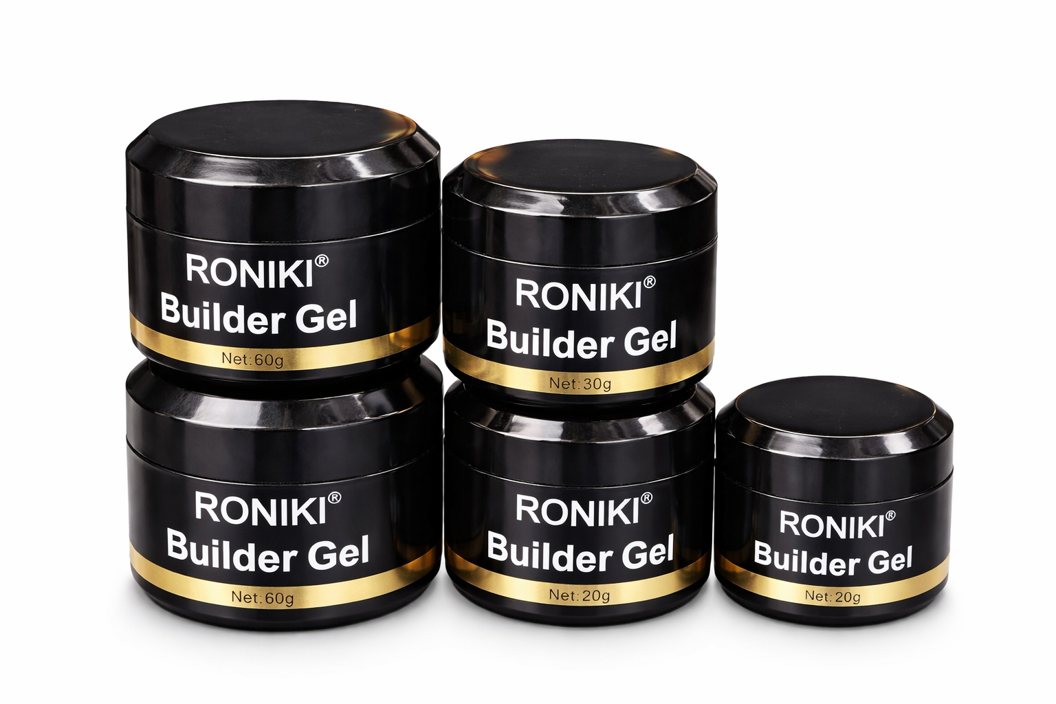 Roniki Builder Gel 60g 30g 20g UV LED Nail Extension Gel – Professional Clear Pink Nude Hard Gel For Strong Long Lasting Nails, Quick Cure, Salon Quality Nail Sculpting