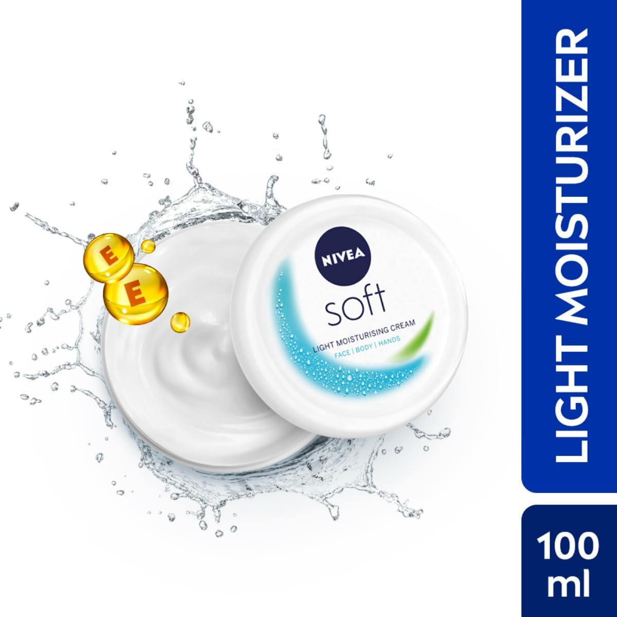 Nivea Soft Moisturizing Cream With Vitamin E & Jojoba Oil – Light Fast Absorbing Body Face & Hand Cream For Smooth Soft Hydrated Skin All Skin Types Daily Use