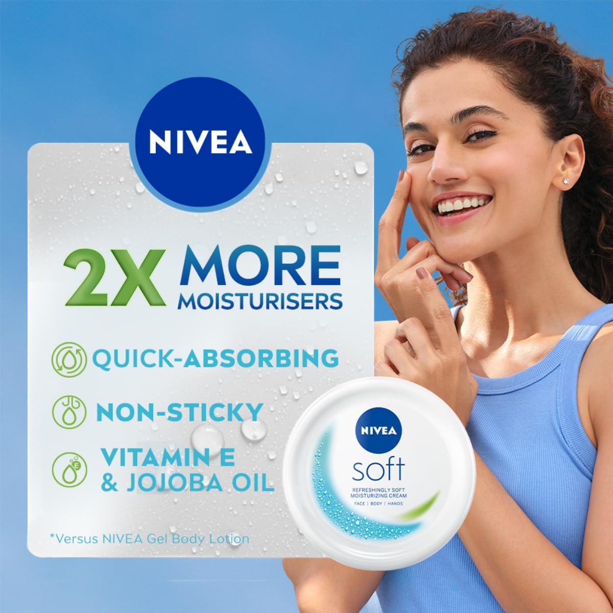 Nivea Soft Moisturizing Cream With Vitamin E & Jojoba Oil – Light Fast Absorbing Body Face & Hand Cream For Smooth Soft Hydrated Skin All Skin Types Daily Use
