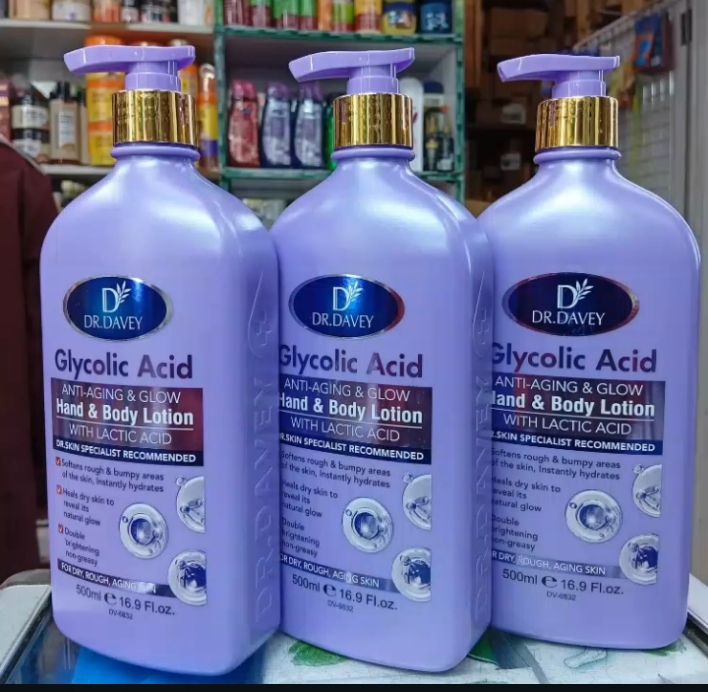 Dr Davey Glycolic Acid Anti-Aging & Glow Hand And Body Lotion 500ml With Lactic Acid – Brightening Moisturizing Body Cream For Dark Spots, Smooth Skin Tone, Hydrating Skin Repair Lotion