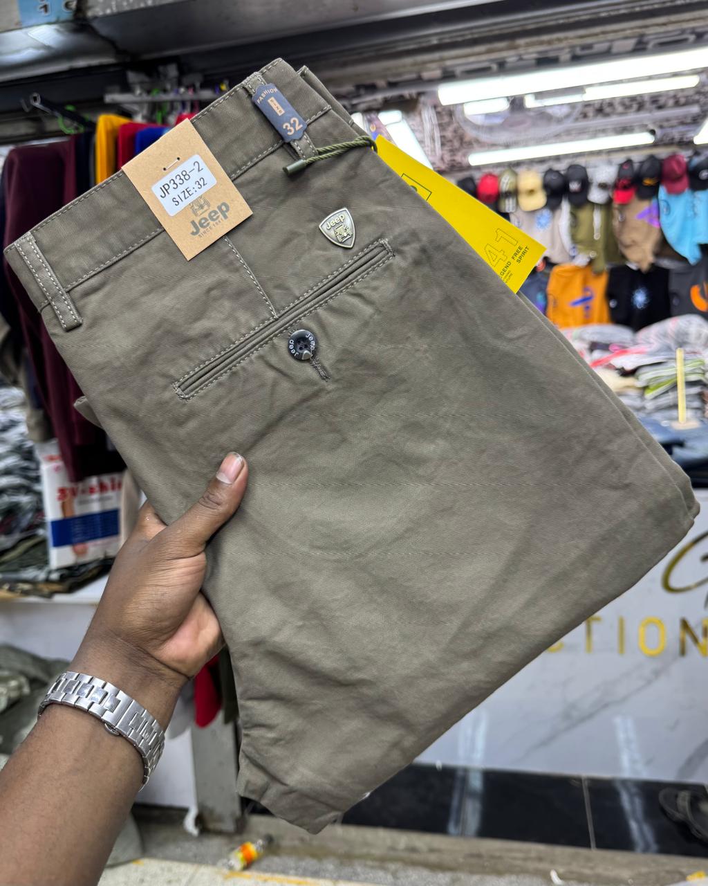 Classic timeless High quality hard Khaki Men trousers straight slim fit smart casual trousers for work, business and weekends. sizes 32-40