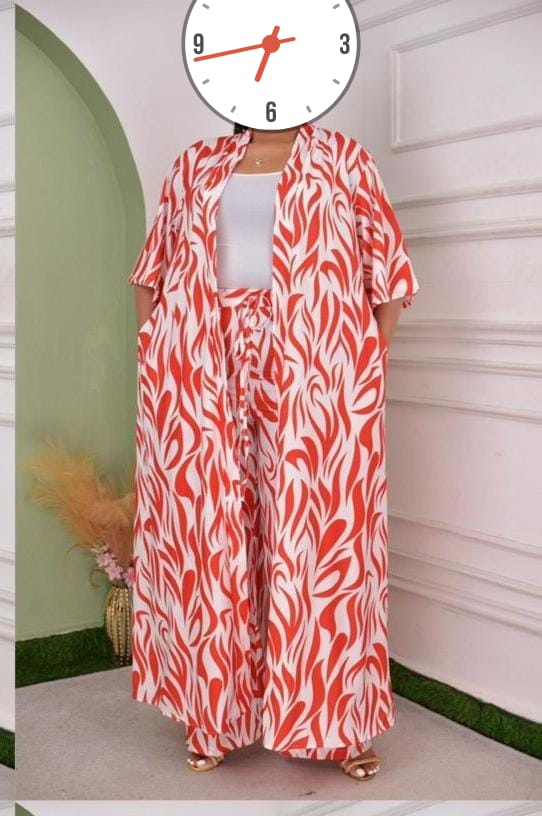 LADIES/WOMEN BEAUTIFUL 3PCS SET OUTFIT COMES IN A TROUSER, VEST TOP AND KIMONO/COVER UP LIGHT MATERIAL FOR WEEKENDS, VACATION AND BEACH GRAB YOUR PERFECT SIZE.