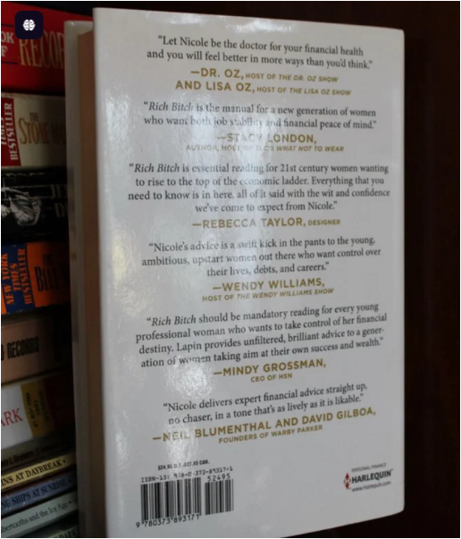 Rich Bitch by Nicole Lapin Personal Finance Guide for Women Money Management Investing Budgeting Debt Freedom Wealth Building Smart Financial Habits Career Success and Financial Independence Book