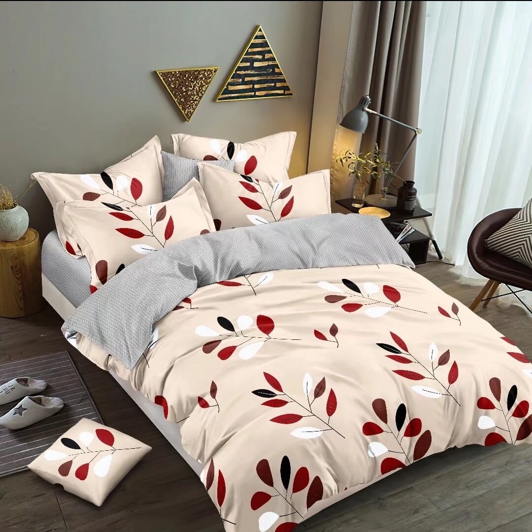 6Pcs of Luxury Nordic style Cotton Microfiber Duvet Cover Set(1Duvet Cover, 1Bedsheet and 4 Pillow Cases)