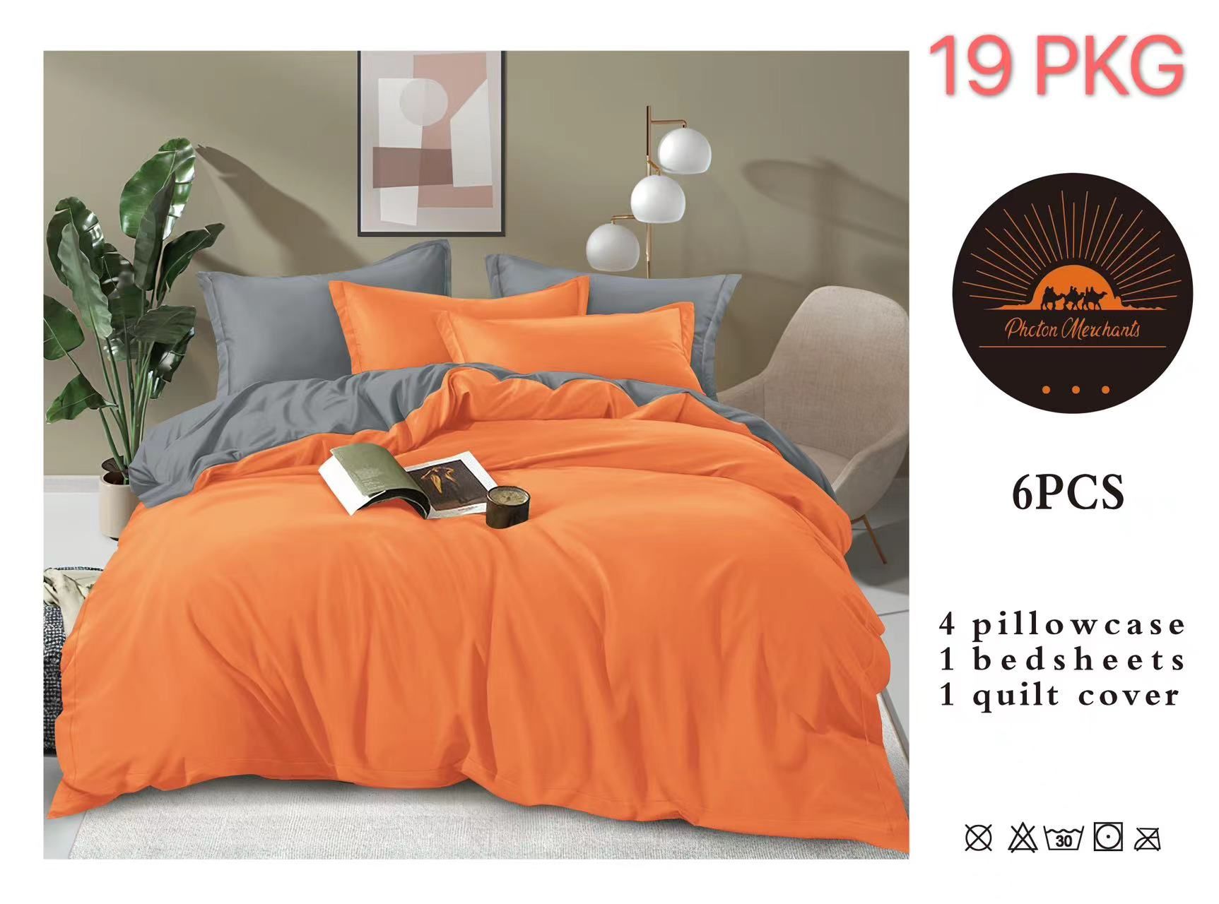 6Pcs of Luxury 2 Sided Cotton Microfiber Duvet Cover Set(1Duvet Cover, 1Bedsheet and 4 Pillow Cases)