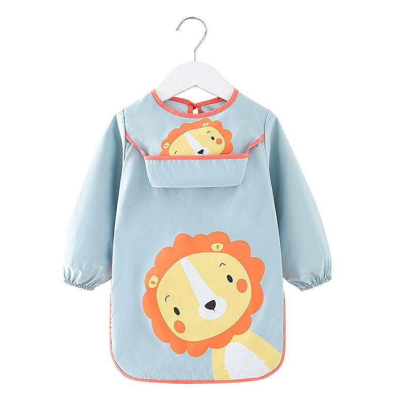 Premium Long Sleeve Baby Bibs - "Simba" Waterproof Feeding & Art Smock - Adjustable Tie-Back (No Velcro) - Fits 1-3 Years
