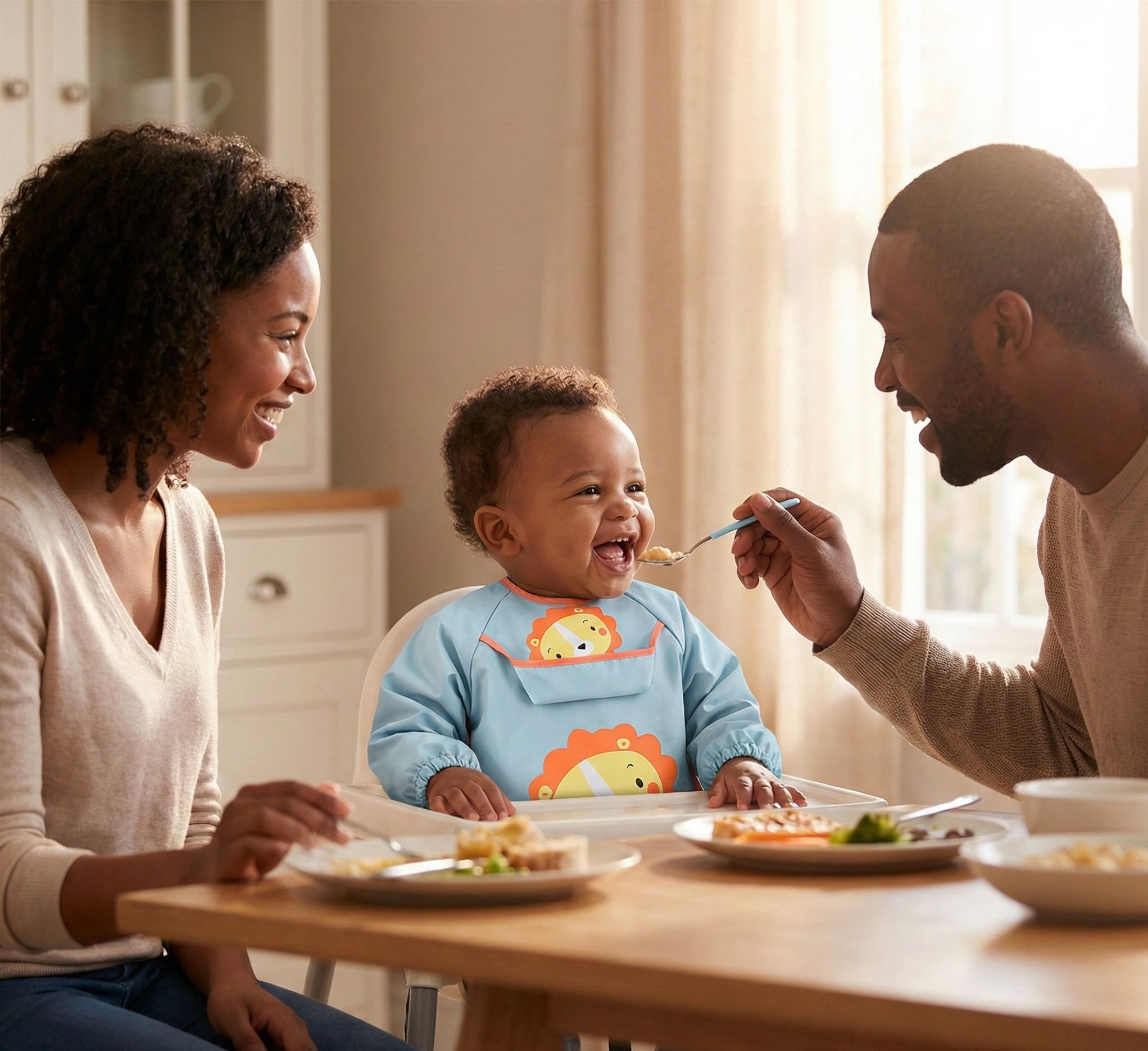 Premium Long Sleeve Baby Bibs - "Simba" Waterproof Feeding & Art Smock - Adjustable Tie-Back (No Velcro) - Fits 1-3 Years