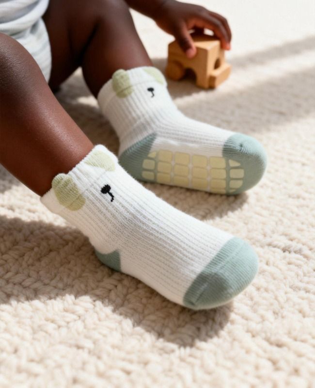 Super Grip Anti-Slip Baby Mesh Socks - Antibacterial Long-staple Cotton Toddler Socks - 3 Pairs Breathable Non-Skid Gift Set