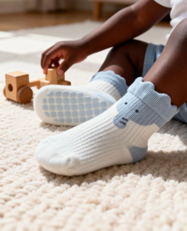 Super Grip Anti-Slip Baby Mesh Socks - Antibacterial Long-staple Cotton Toddler Socks - 3 Pairs Breathable Non-Skid Gift Set