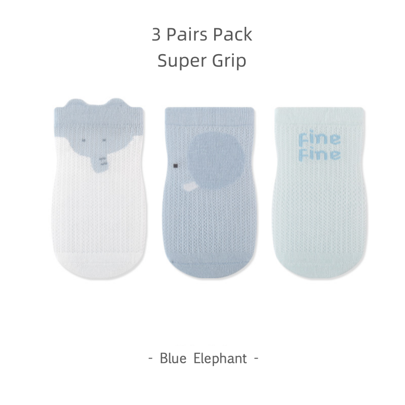 Super Grip Anti-Slip Baby Mesh Socks - Antibacterial Long-staple Cotton Toddler Socks - 3 Pairs Breathable Non-Skid Gift Set