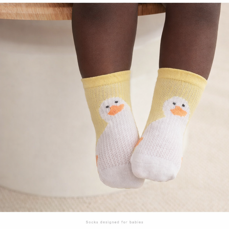Super Grip Anti-Slip Baby Mesh Socks - Antibacterial Long-staple Cotton Toddler Socks - 3 Pairs Breathable Non-Skid Gift Set