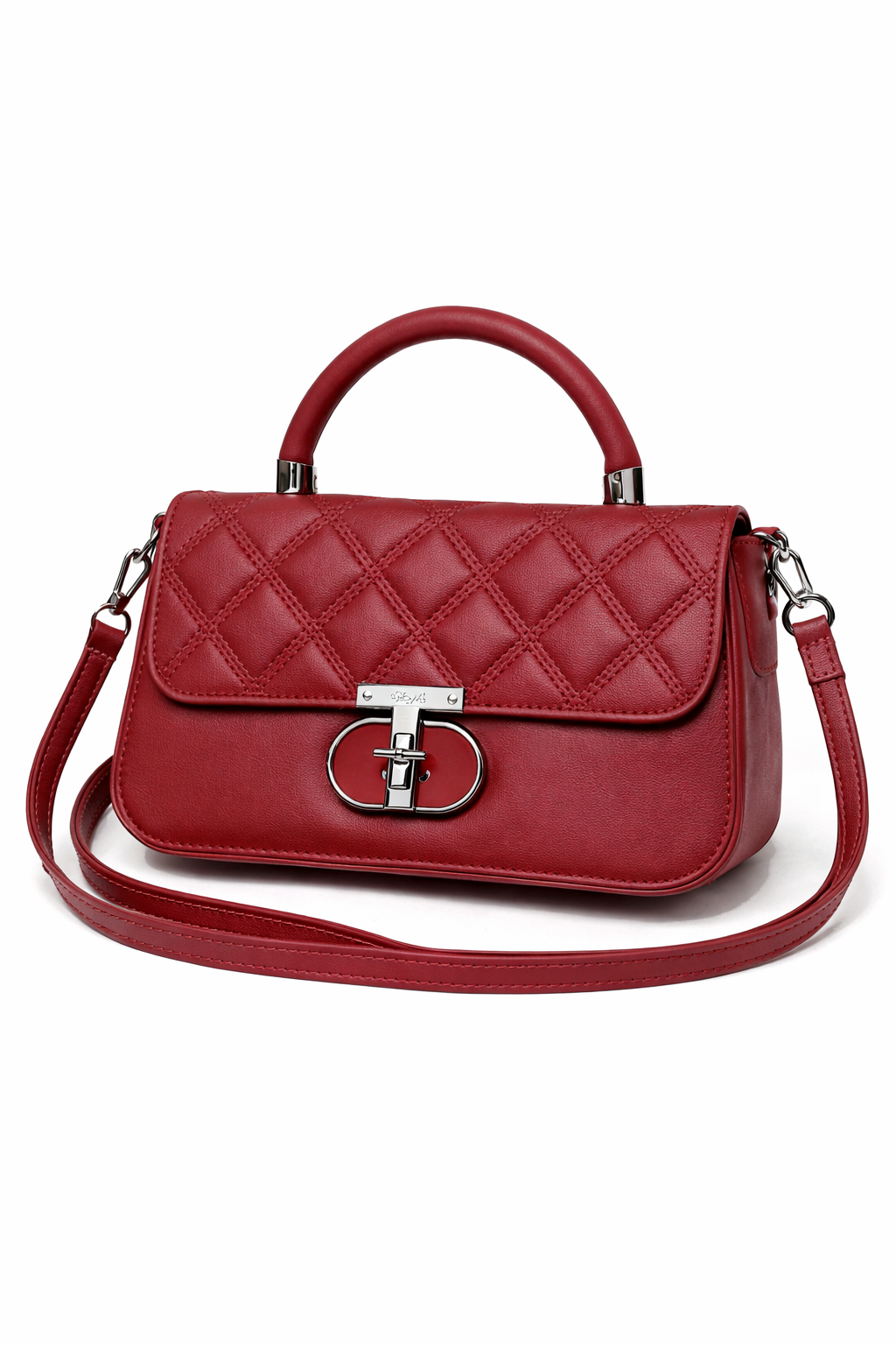 Luxury Quilted Women Sling Bag – Elegant Crossbody Handbag with Top Handle & Turn-Lock Design
