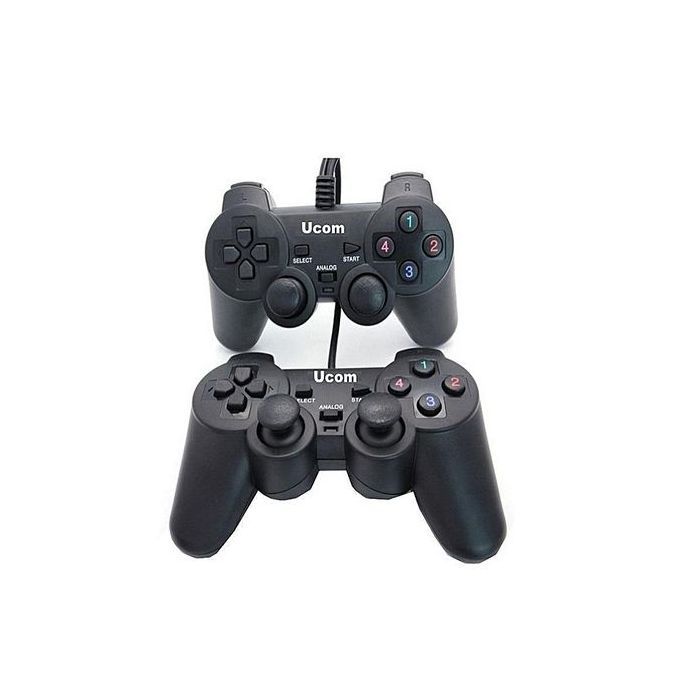 Ucom Twin USB Game Controller Gamepad Set – Dual Wired Analog Gaming Pads with Ergonomic Grip, Responsive Buttons & Long Cable Compatible with PC, Laptop & Classic Emulator Games for Multiplayer Gamin