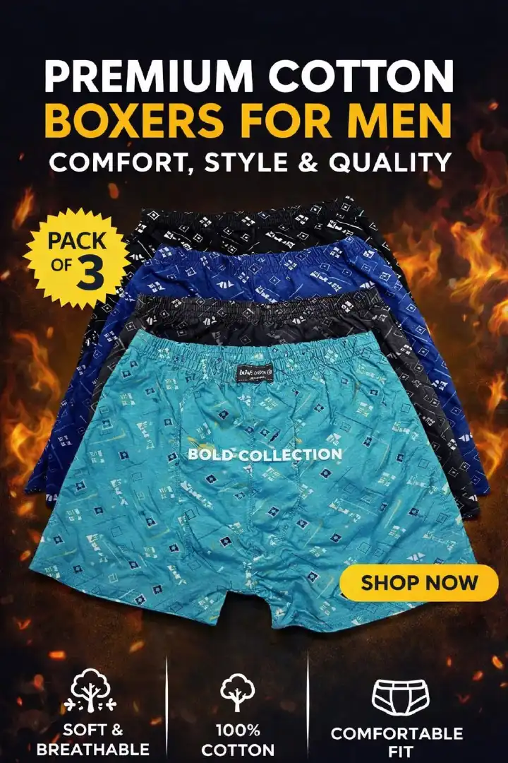 FREE SIZE!! 3Pcs cotton Male boxers Cotton - Breathable Man Boxers.Finest Quality Pure Cotton Checked Men's Boxers Very Comfortable Plaid Men Underwear.