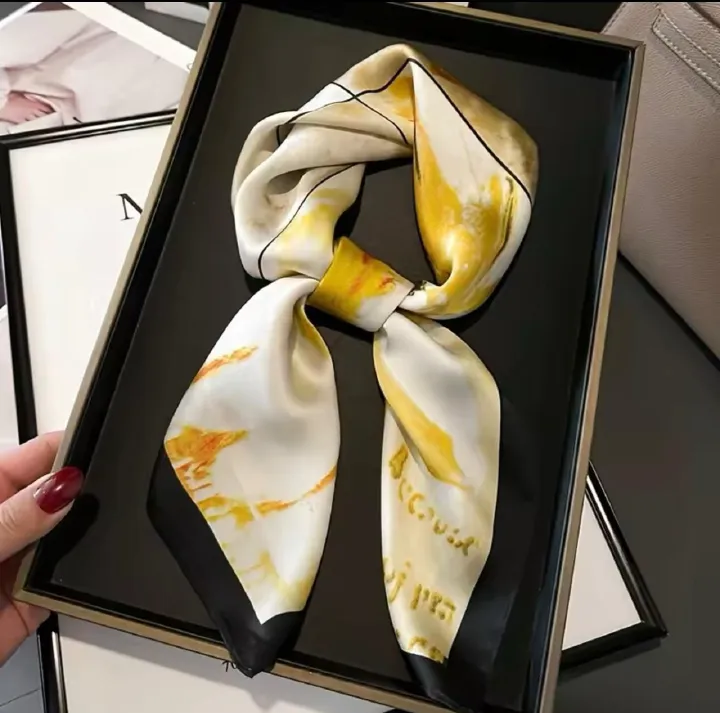 CLASSY BOSS BABE LADIES SILK HEADSCARF – ELEGANT NECK WRAP & BAG ACCESSORY FASHION SQUARE SCARVES FOR WOMEN